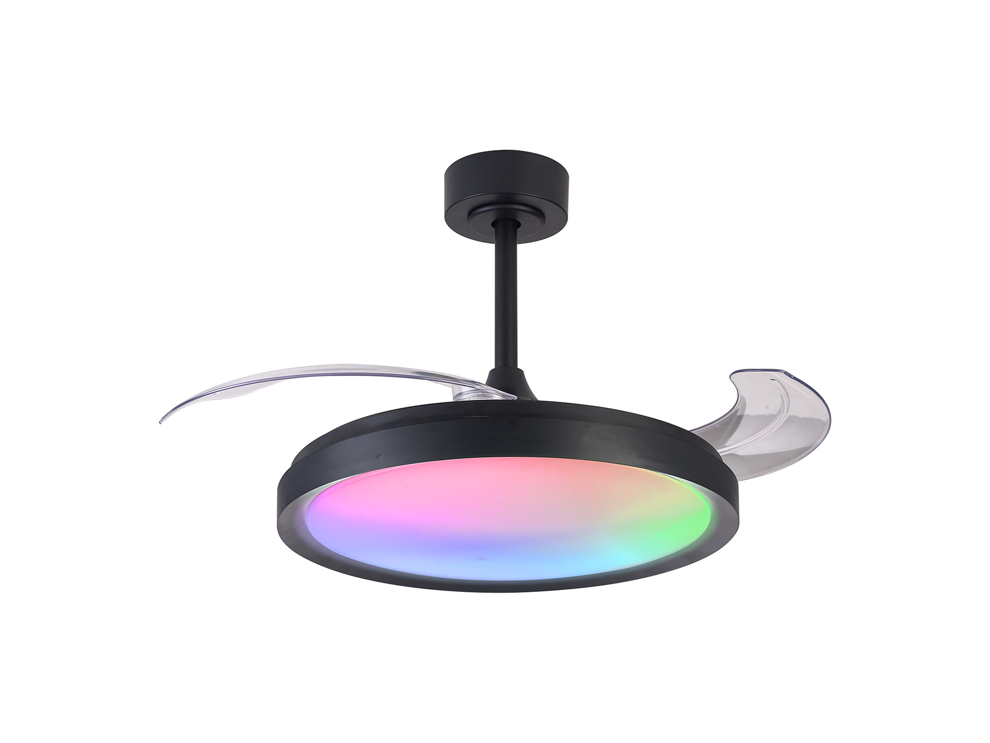 M8759  Siberia 50W LED Dimmable White/RGB Ceiling Light With Built-In 30W DC Fan, 3000-6500K Remote Control, Black